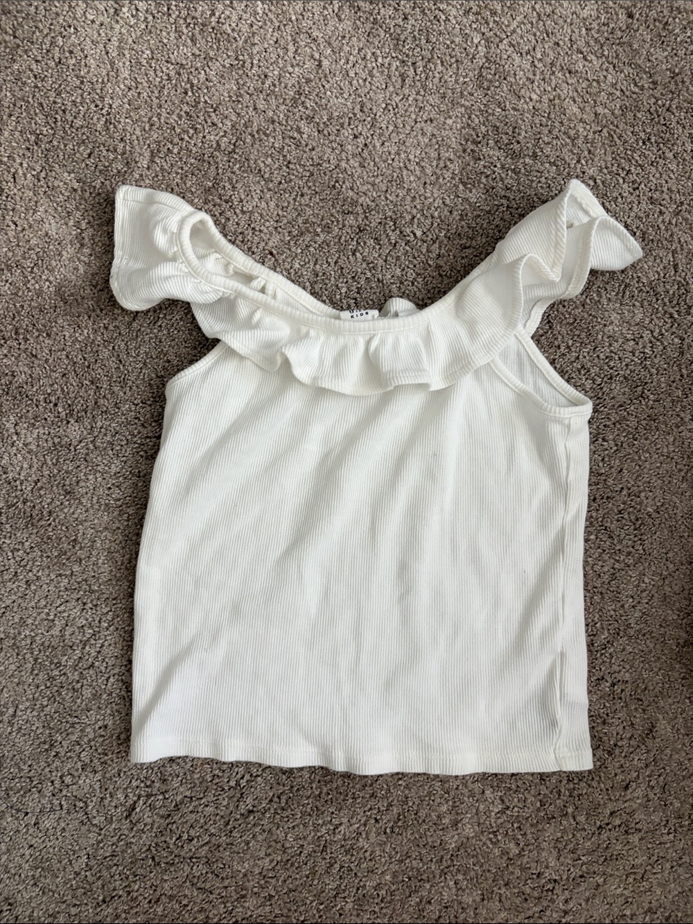 GAP White Ruffle-Trim Ribbed Tank Top